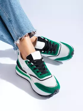 Bielo-zelené dámske sneakersy na platforme Shelovet
