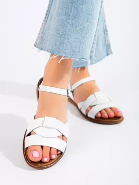 Dámske kožené sandále Potocki biele