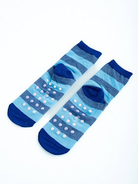 Detské protišmykové ponožky  s modrými pruhmi  príšerky