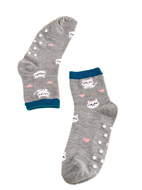 Detské protišmykové ponožky  sivé mačky