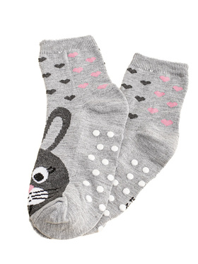 Dievčenské protišmykové ponožky  sivé zajačiky