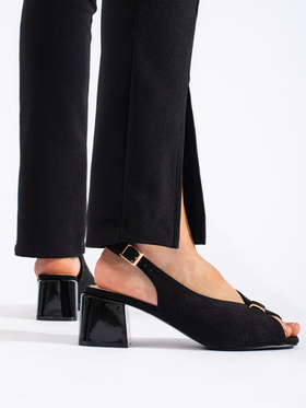 Elegantné sandále na stĺpikovom podpätku čierne