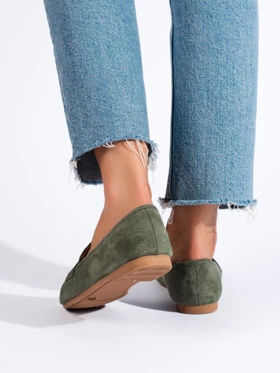 Semišové pohodlné dámske topánky  lordsy zelené